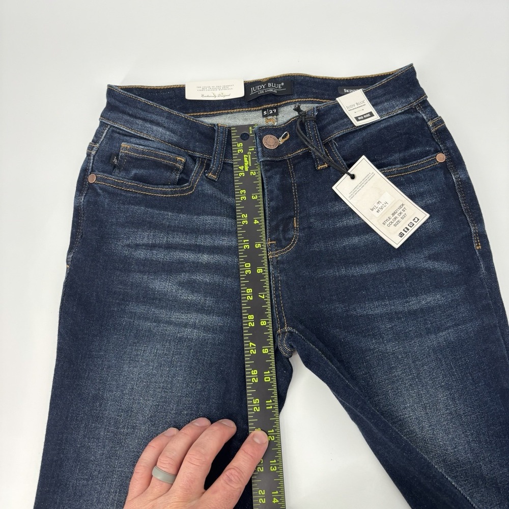 Judy Blue Skinny Fit Mid Rise Jeans Women's Size 5/27 Dark Wash Stretch - Picture 6 of 8